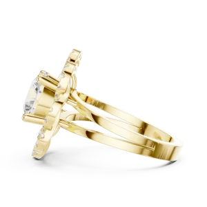 Luminary Round Brilliant Floral Halo Solitaire Ring - Image 4