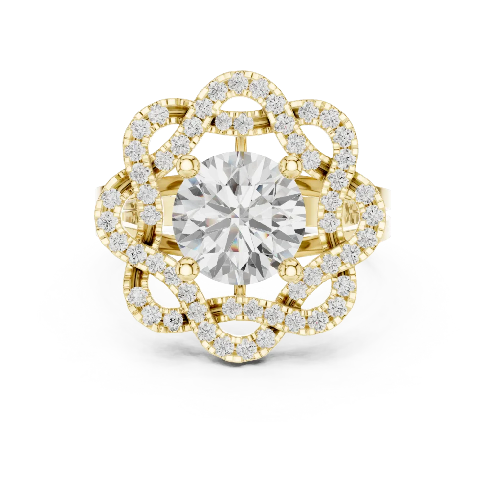 Luminary Round Brilliant Floral Halo Solitaire Ring - Image 2