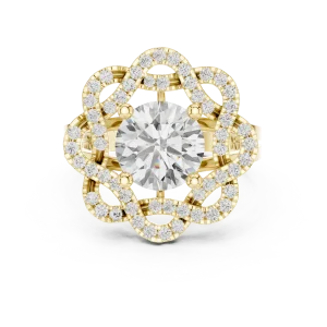 Luminary Round Brilliant Floral Halo Solitaire Ring - Image 2