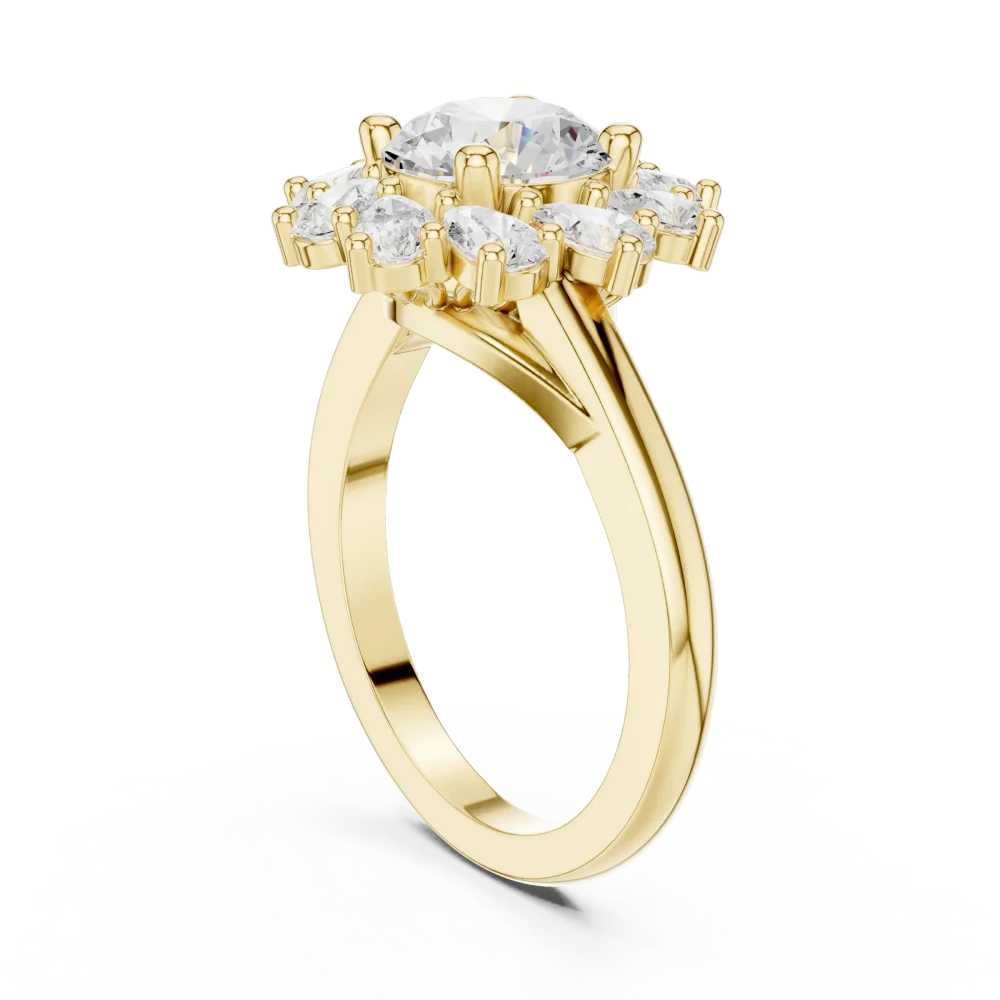 Luminary Round Solitaire Halo Statement Ring - Image 3