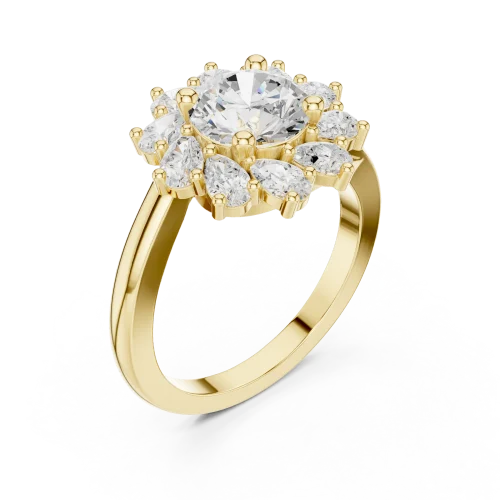 Luminary Round Solitaire Halo Statement Ring