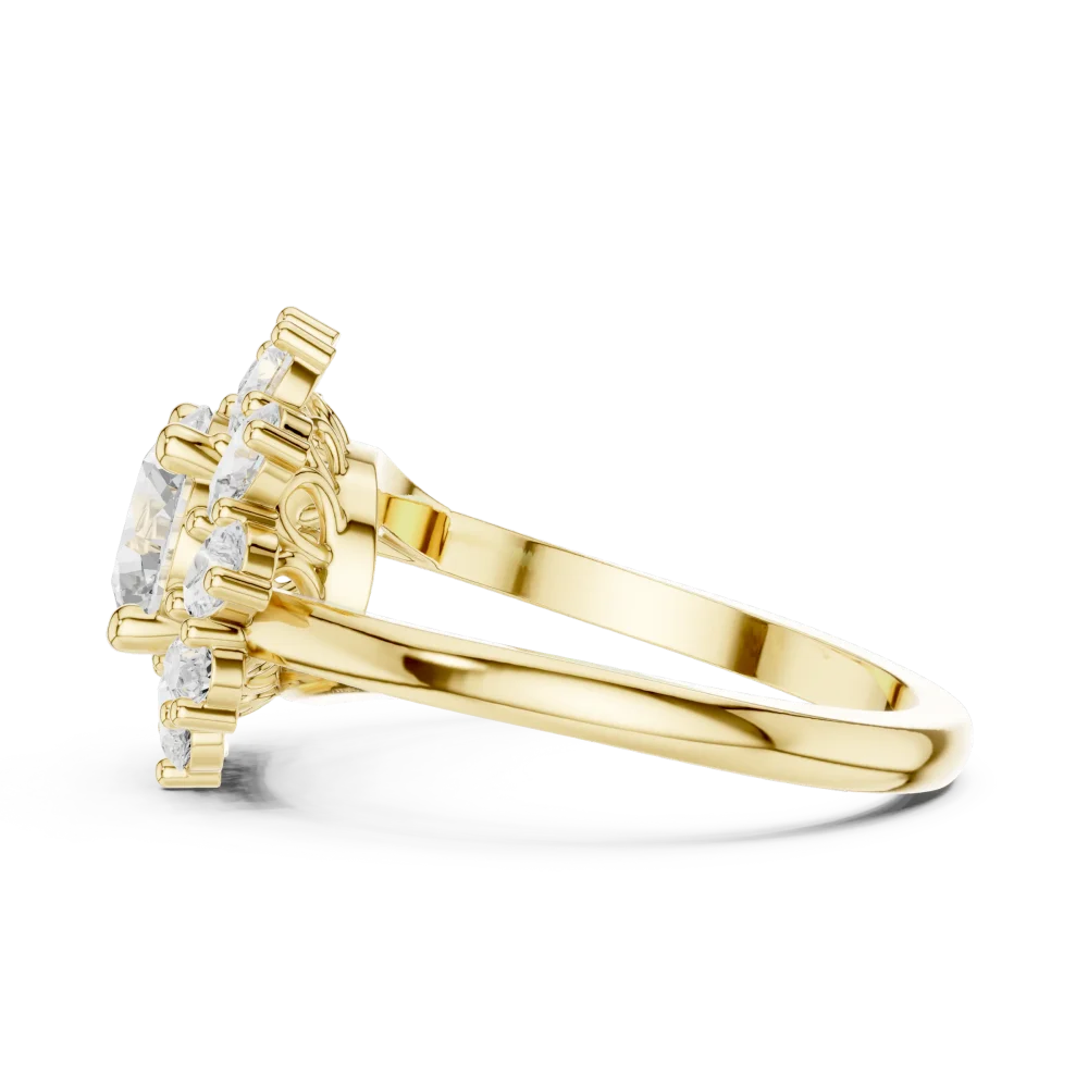 Luminary Round Solitaire Halo Statement Ring - Image 4