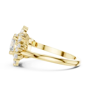 Luminary Round Solitaire Halo Statement Ring - Image 4