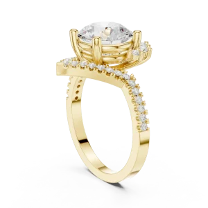 Ethereal Round Brilliant Solitaire Chevron Statement Ring - Image 3