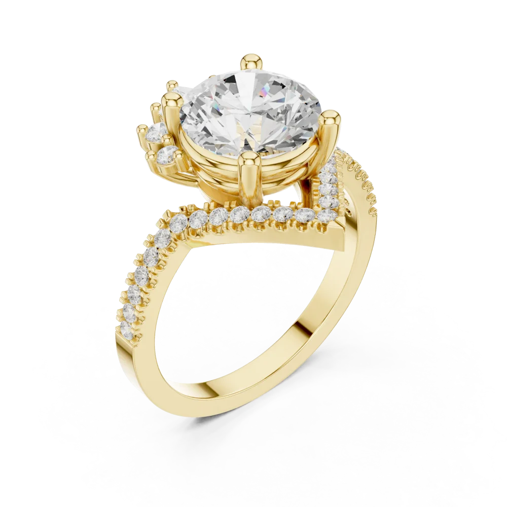 Elevate your style with this Ethereal Solitaire ring, featuring a brilliant DIAMEUR center stone and chevron accents. Shop this modern luxury classic.