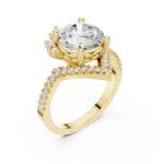 Ethereal Round Brilliant Solitaire Chevron Statement Ring