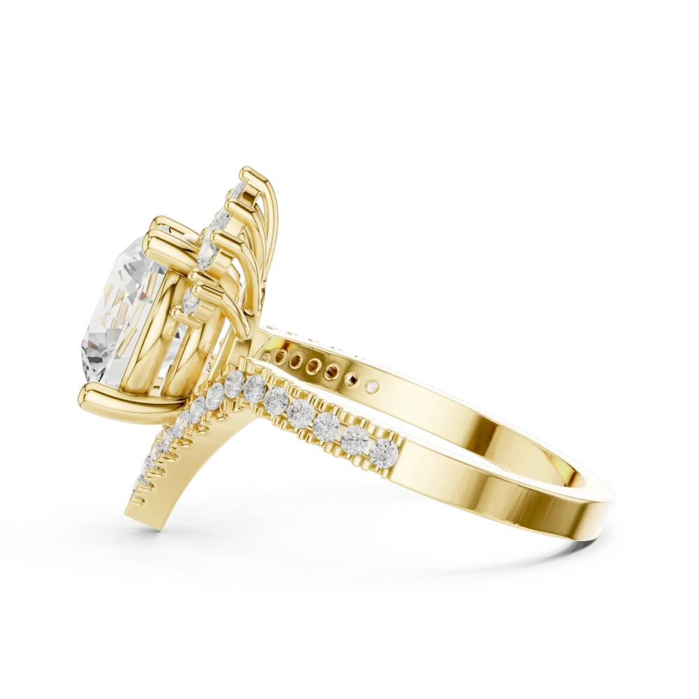 Ethereal Round Brilliant Solitaire Chevron Statement Ring - Image 4