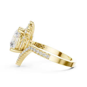 Ethereal Round Brilliant Solitaire Chevron Statement Ring - Image 4
