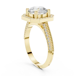 Luminary Round Brilliant Geometric Halo Solitaire Ring - Image 3