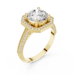 Luminary Round Brilliant Geometric Halo Solitaire Ring