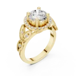 Ethereal Round Brilliant Cut Floral Halo Solitaire Ring