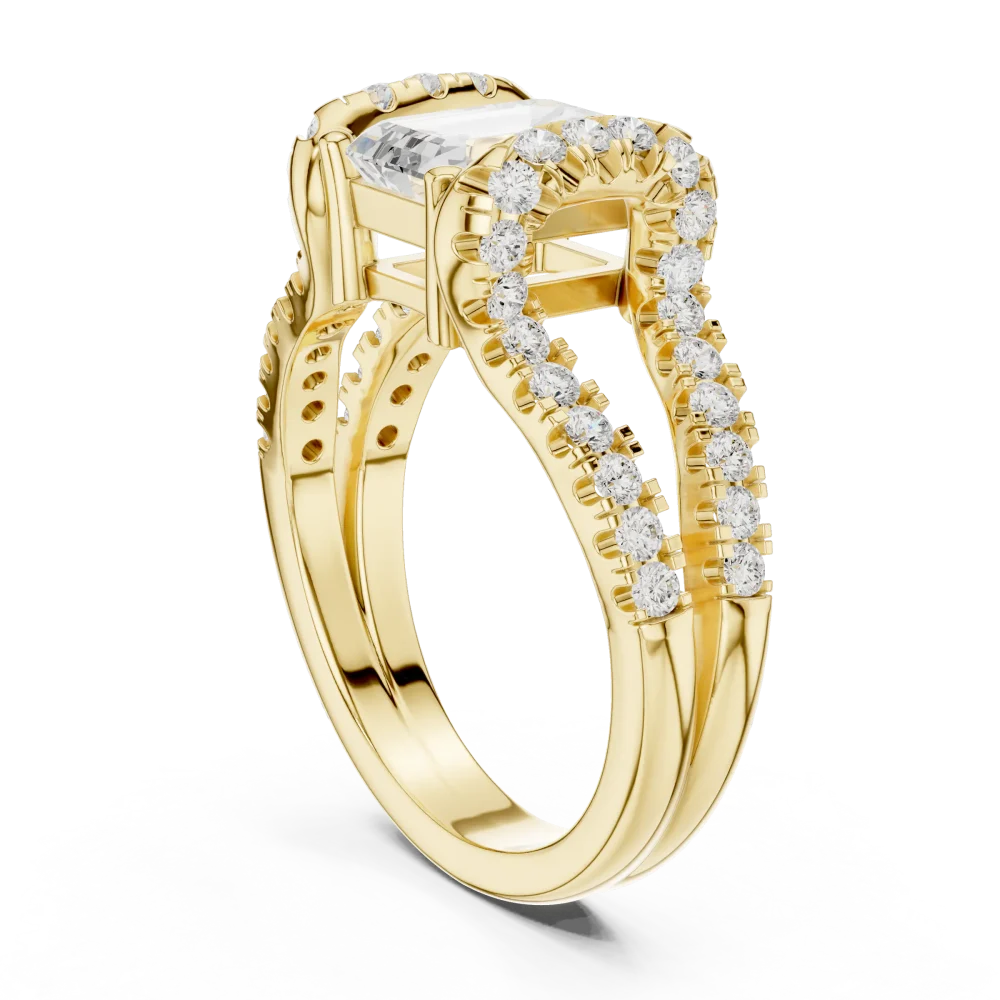 Ethereal Emerald Cut Solitaire Archway Split-Shank Ring - Image 3