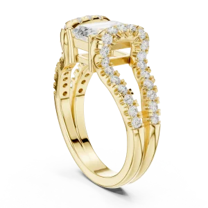 Ethereal Emerald Cut Solitaire Archway Split-Shank Ring - Image 3