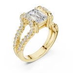 Ethereal Emerald Cut Solitaire Archway Split-Shank Ring