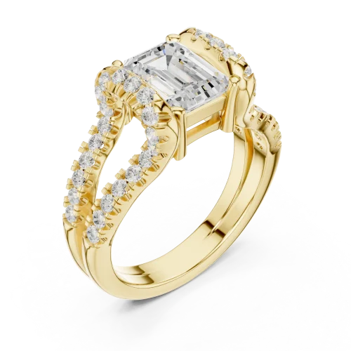 Ethereal Emerald Cut Solitaire Archway Split-Shank Ring
