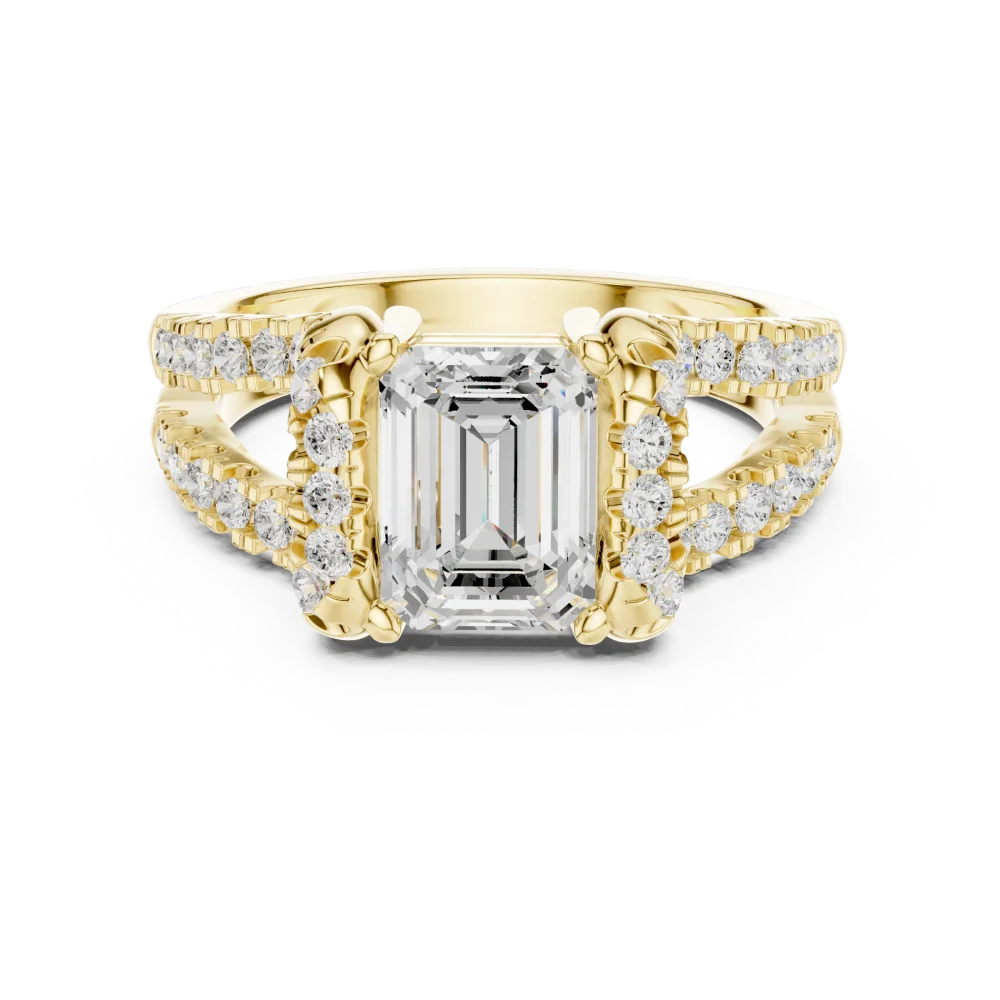 Ethereal Emerald Cut Solitaire Archway Split-Shank Ring - Image 2