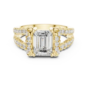 Ethereal Emerald Cut Solitaire Archway Split-Shank Ring - Image 2