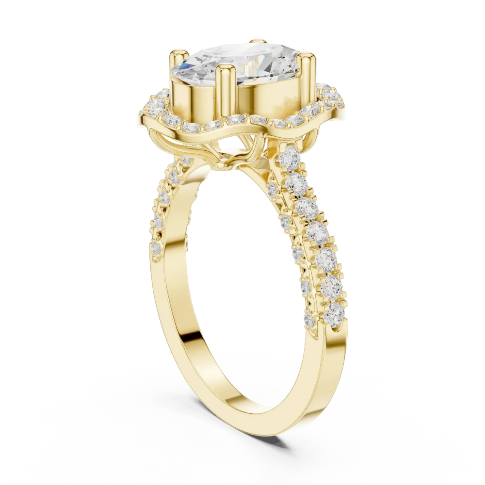 Ethereal Oval Cut Solitaire Halo Engagement Ring - Image 3