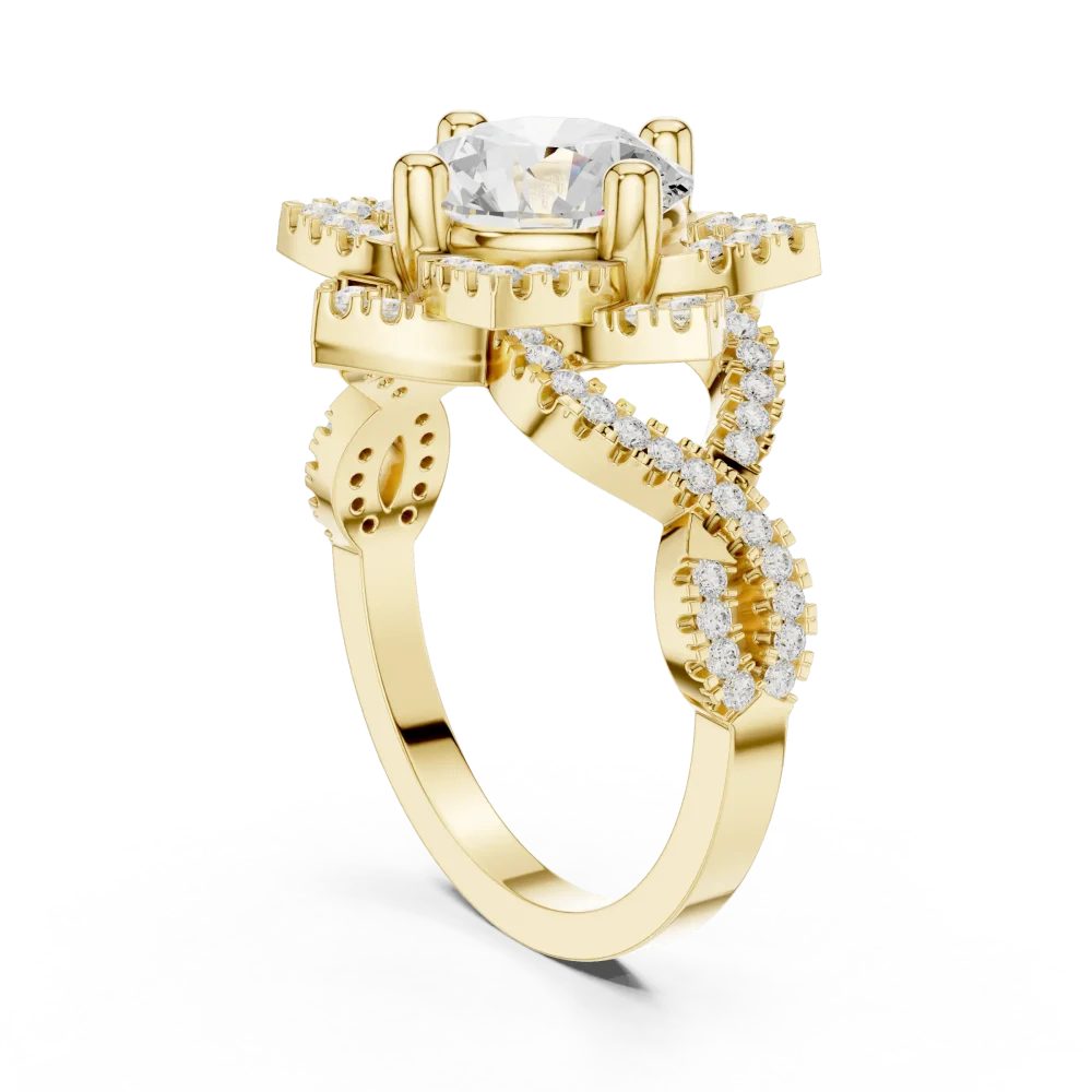 Luminary Round Brilliant Floral Halo Solitaire Ring - Image 3