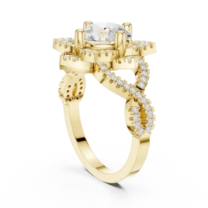 Luminary Round Brilliant Floral Halo Solitaire Ring - Image 3