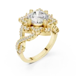 Luminary Round Brilliant Floral Halo Solitaire Ring
