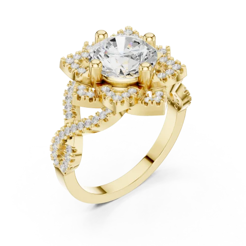 Luminary Round Brilliant Floral Halo Solitaire Ring