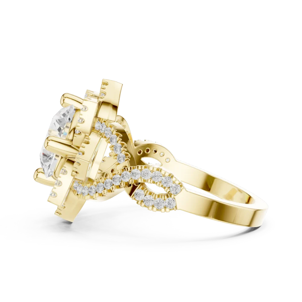 Luminary Round Brilliant Floral Halo Solitaire Ring - Image 4
