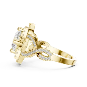 Luminary Round Brilliant Floral Halo Solitaire Ring - Image 4