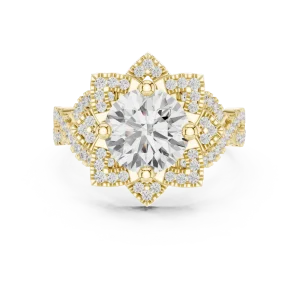 Luminary Round Brilliant Floral Halo Solitaire Ring - Image 2