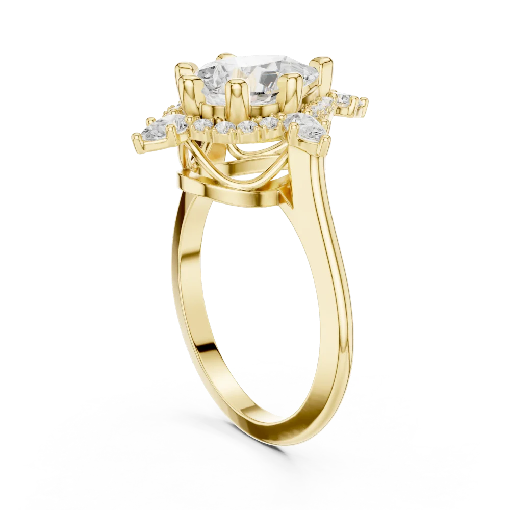 Luminary Pear Solitaire Architectural Halo Engagement Ring - Image 3