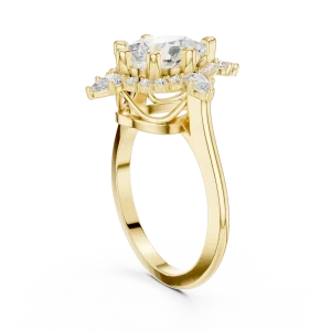 Luminary Pear Solitaire Architectural Halo Engagement Ring - Image 3