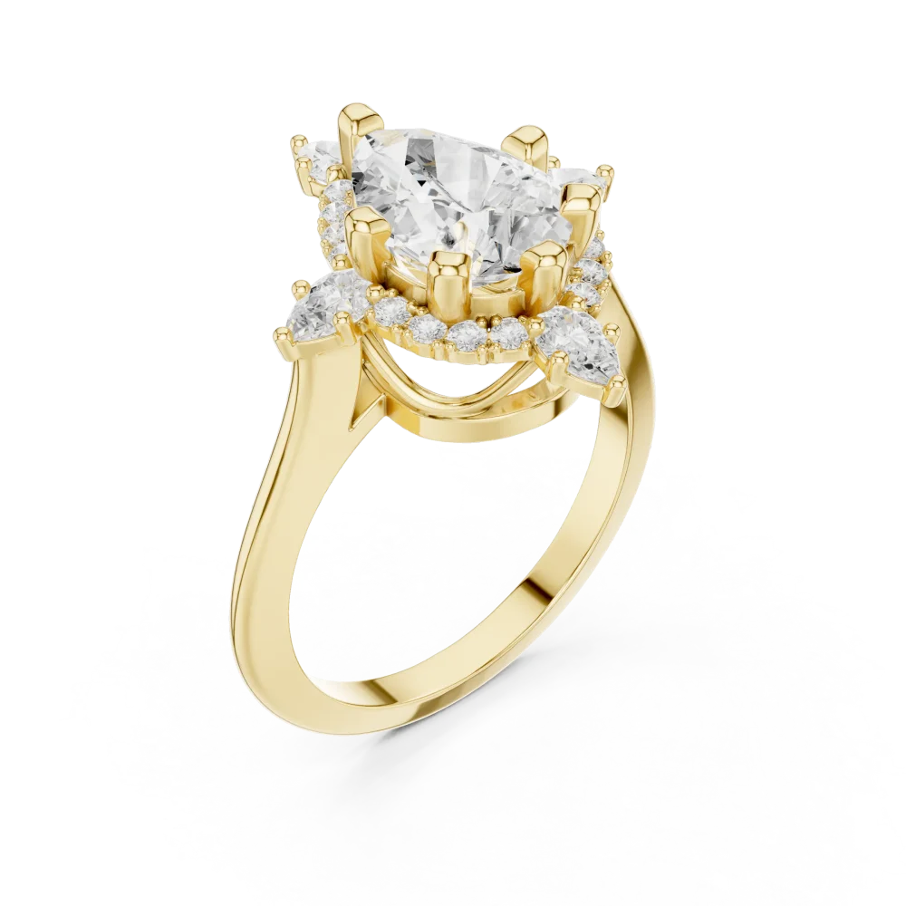 Discover the radiant brilliance of this pear Solitaire engagement ring, featuring a stunning DIAMEUR lab-grown diamond. Shop this modern luxury today.