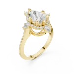 Luminary Pear Solitaire Architectural Halo Engagement Ring