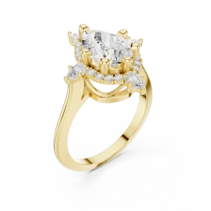Luminary Pear Solitaire Architectural Halo Engagement Ring