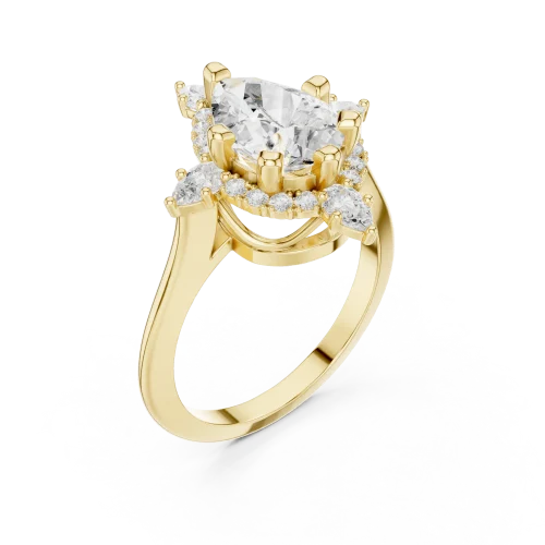 Luminary Pear Solitaire Architectural Halo Engagement Ring