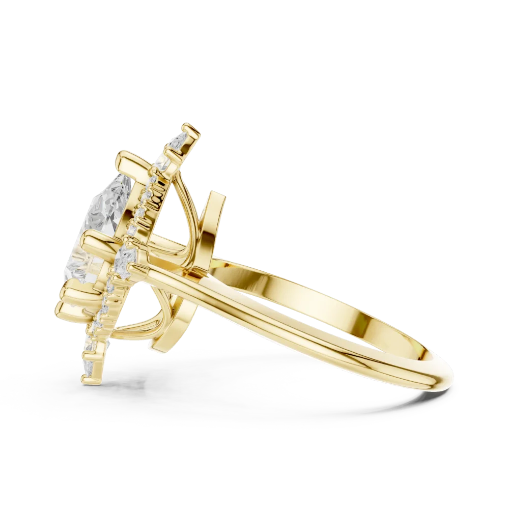 Luminary Pear Solitaire Architectural Halo Engagement Ring - Image 4