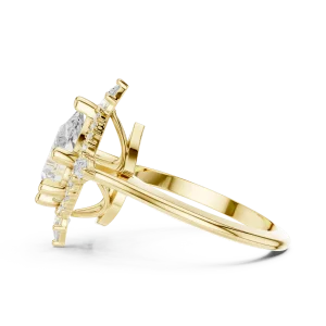Luminary Pear Solitaire Architectural Halo Engagement Ring - Image 4