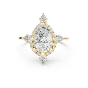 Luminary Pear Solitaire Architectural Halo Engagement Ring - Image 2
