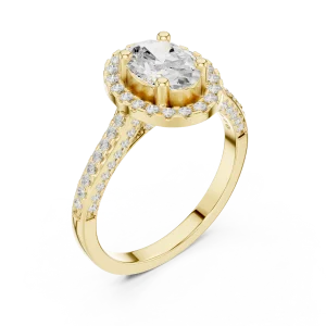 Ethereal Oval Solitaire Halo Engagement Ring
