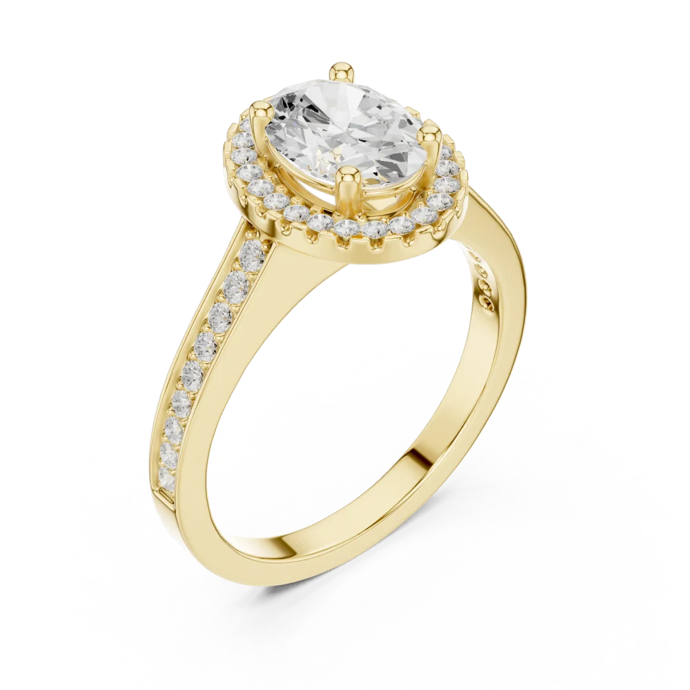 Experience the radiant elegance of this oval-cut Solitaire ring, featuring high-quality DIAMEUR diamonds. Elevate your collection with this modern classic.