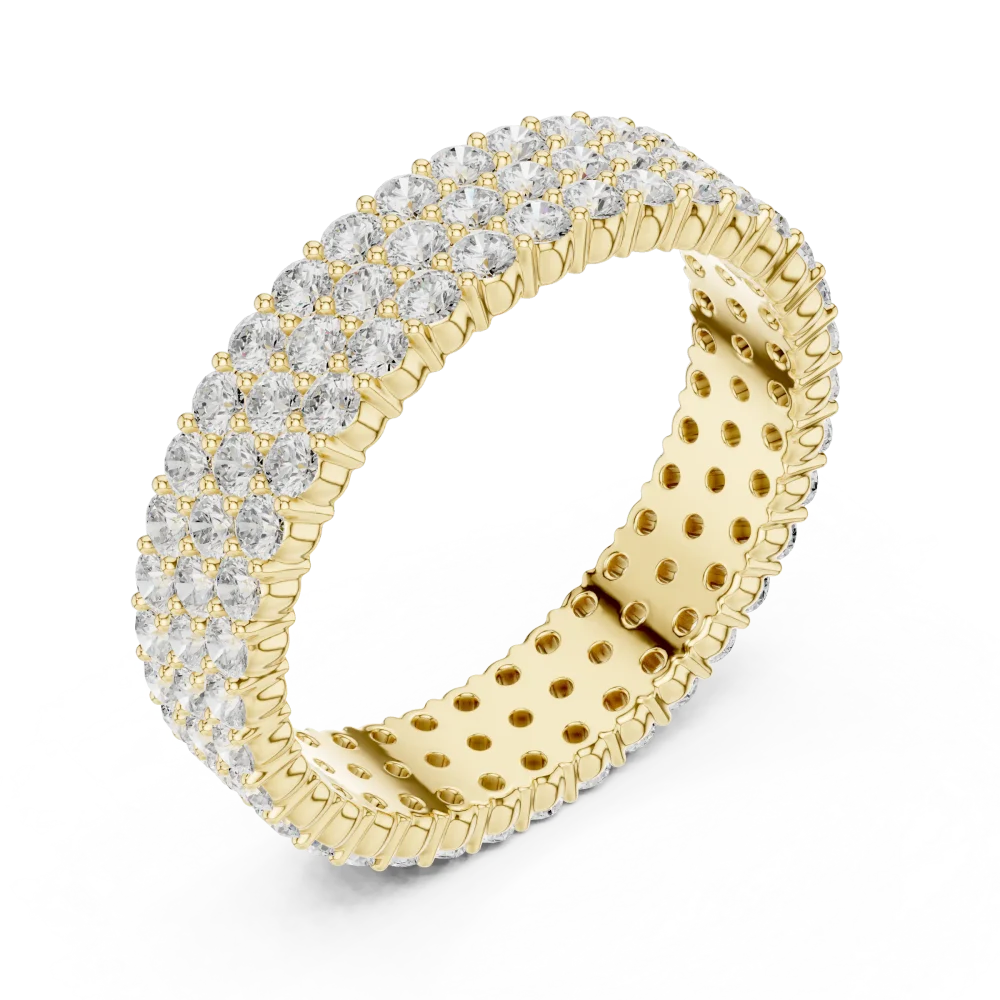 Experience unparalleled brilliance with our triple-row pavé-set band. Adorned with 108 premium DIAMEUR diamonds, discover your new modern classic today.