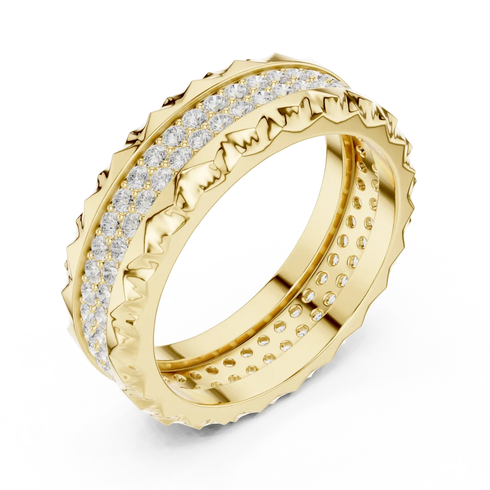 Experience the brilliant-cut radiance of our pavé lab-grown diamond band. Handcrafted in pure gold, this elegant design offers timeless modern luxury.