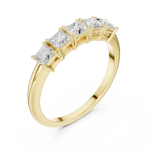 Linear Princess Cut Five-Stone Diamond Band