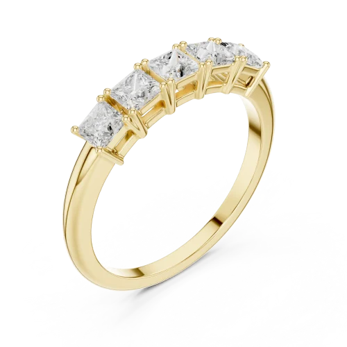 Linear Princess Cut Five-Stone Diamond Band