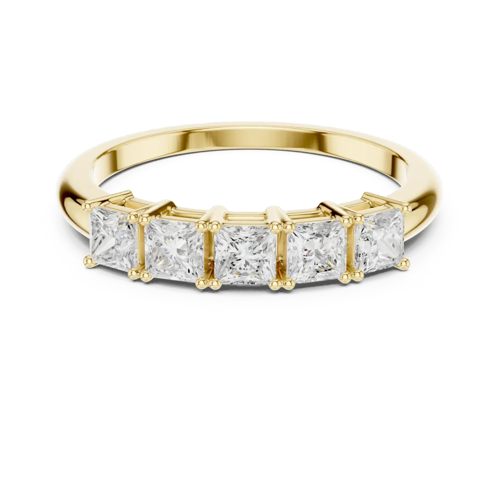 Linear Princess Cut Five-Stone Diamond Band - Image 2