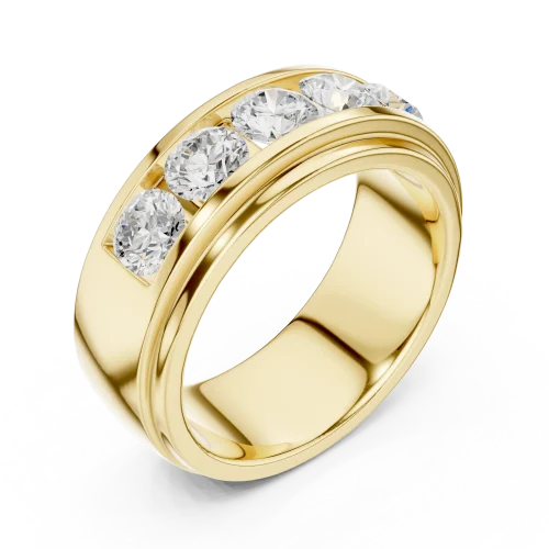 Linear Round Brilliant Five-Stone Channel Set Band