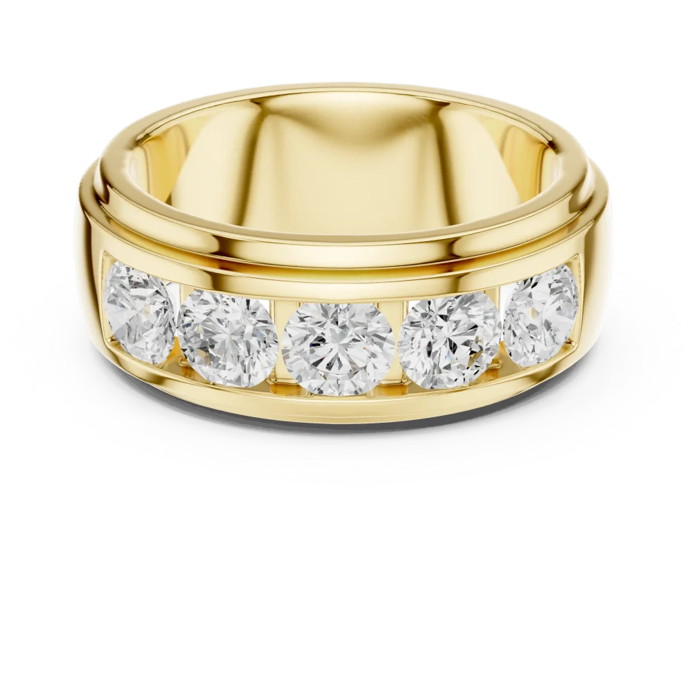 Linear Round Brilliant Five-Stone Channel Set Band - Image 2