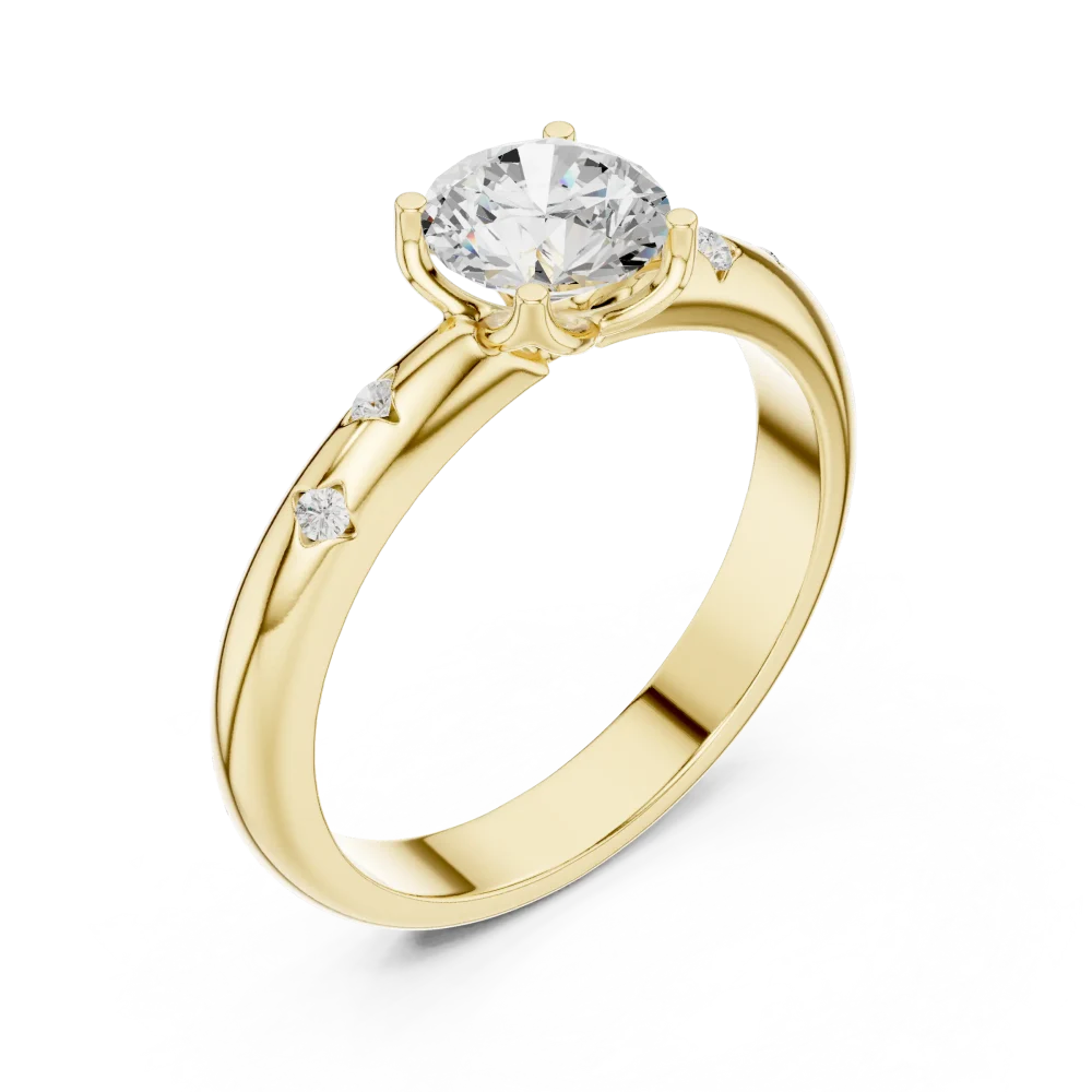 Discover the radiant beauty of our Round Solitaire Engagement Ring. Expertly set with a premium DIAMEUR diamond, it defines sustainable elegance. Shop now!