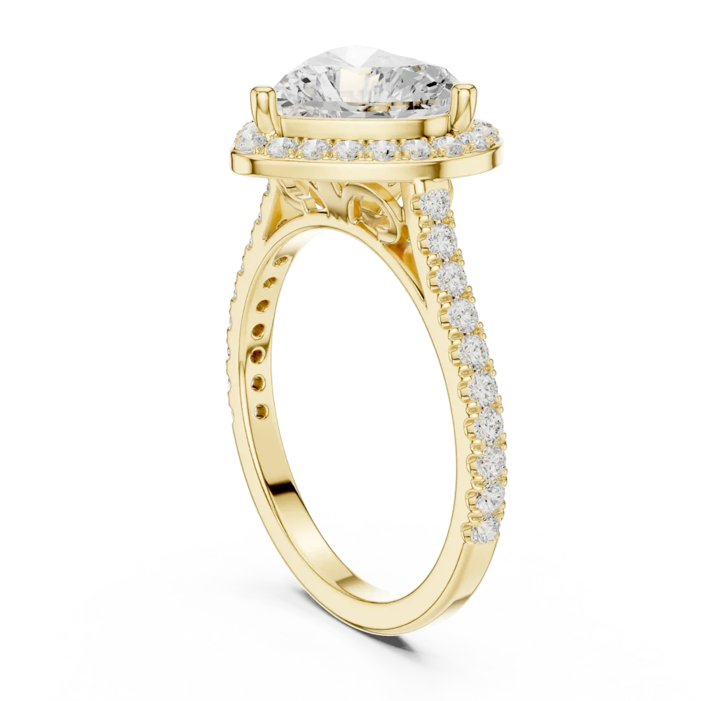Ethereal Heart Solitaire Halo Engagement Ring - Image 3