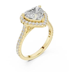 Ethereal Heart Solitaire Halo Engagement Ring